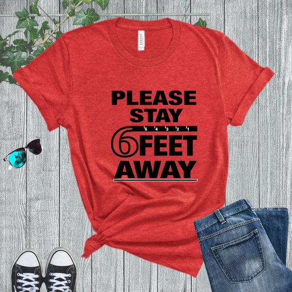 WOMAN SIZE Please Keep 6 Feet Away, RED T… - Picture 1 of 2